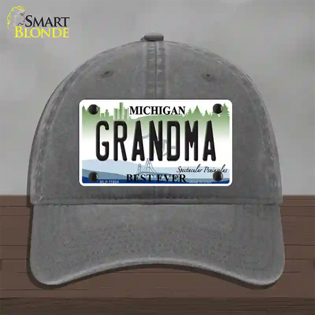 Grandma Michigan Novelty License Plate Hat Unconstructed Cotton / Charcoal