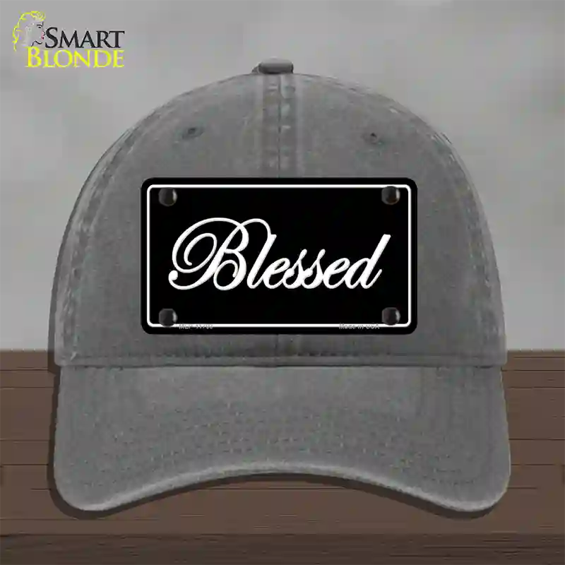 Blessed Black Novelty License Plate Hat Unconstructed Cotton / Charcoal