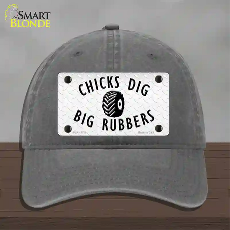 Chicks Dig Big Rubbers Novelty License Plate Hat Unconstructed Cotton / Charcoal