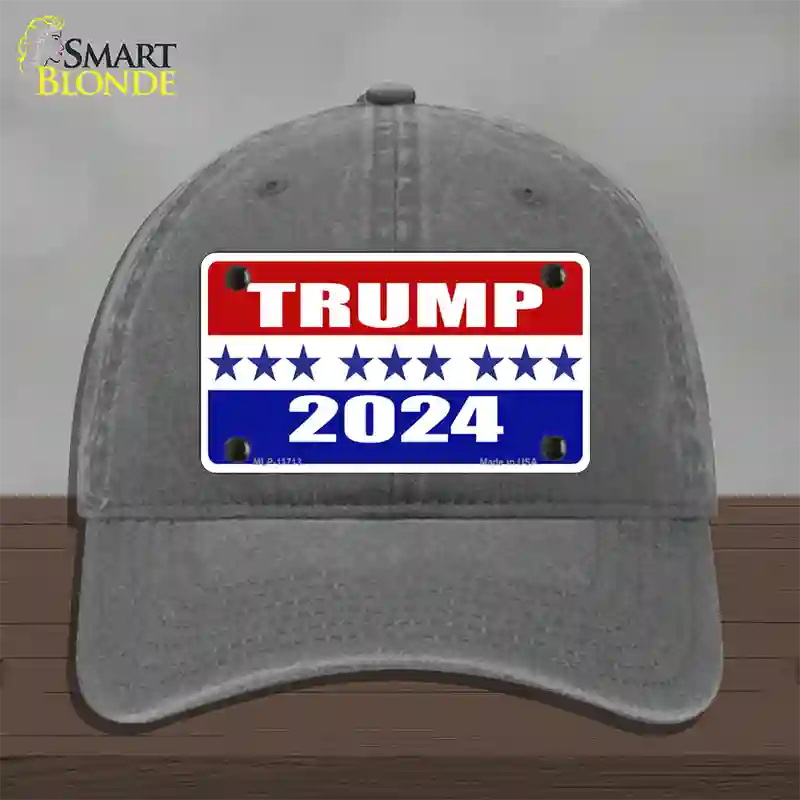 Trump 2024 Star Novelty License Plate Hat Unconstructed Cotton / Charcoal