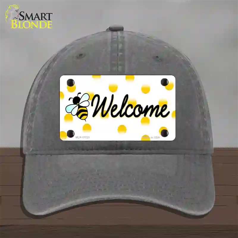 Welcome Bee Novelty License Plate Hat Unconstructed Cotton / Charcoal