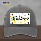 Welcome Bee Novelty License Plate Hat Unconstructed Cotton / Charcoal