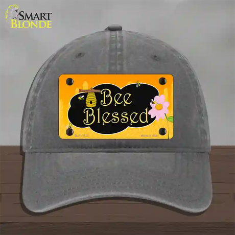 Bee Blessed Honey Hive Novelty License Plate Hat Unconstructed Cotton / Charcoal