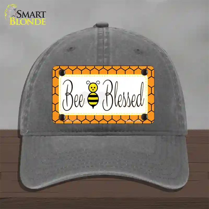 Bee Blessed Simple Novelty License Plate Hat Unconstructed Cotton / Charcoal