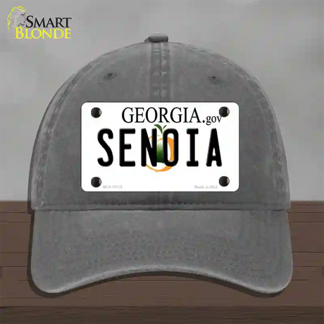 Senoia Georgia State Novelty License Plate Hat Unconstructed Cotton / Charcoal