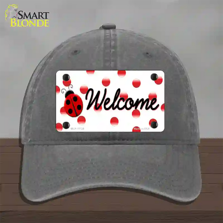 Welcome Ladybug Novelty License Plate Hat Unconstructed Cotton / Charcoal