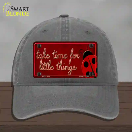 Take Time for Little Things Novelty License Plate Hat Unconstructed Cotton / Charcoal