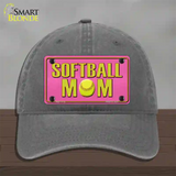 Softball Mom Novelty License Plate Hat Unconstructed Cotton / Charcoal