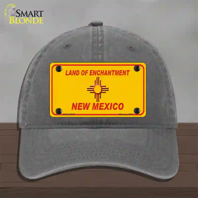 New Mexico Blank Yellow State Novelty License Plate Hat Unconstructed Cotton / Charcoal