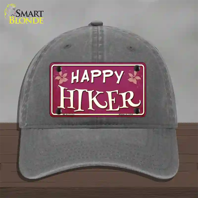 Happy Hiker Novelty License Plate Hat Unconstructed Cotton / Charcoal