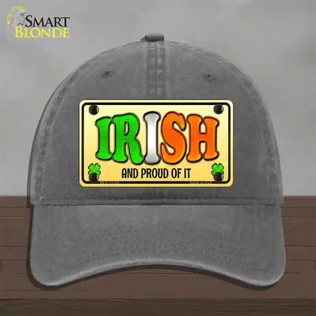 Irish and Proud Novelty License Plate Hat Unconstructed Cotton / Charcoal