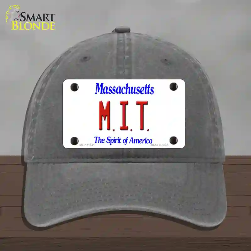 MIT Massachusetts State Novelty License Plate Hat Unconstructed Cotton / Charcoal