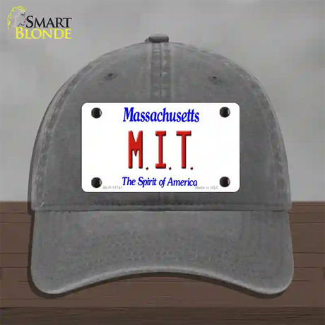 MIT Massachusetts State Novelty License Plate Hat Unconstructed Cotton / Charcoal