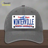 Winterville North Carolina State Novelty License Plate Hat Unconstructed Cotton / Charcoal