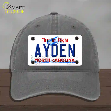 Ayden North Carolina State Novelty License Plate Hat Unconstructed Cotton / Charcoal