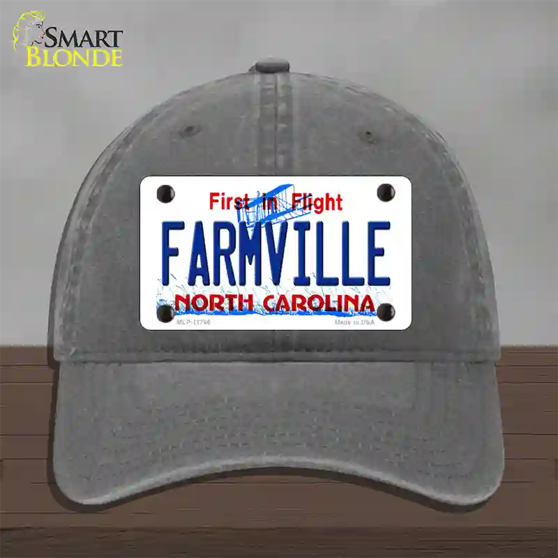 Farmville North Carolina State Novelty License Plate Hat Unconstructed Cotton / Charcoal