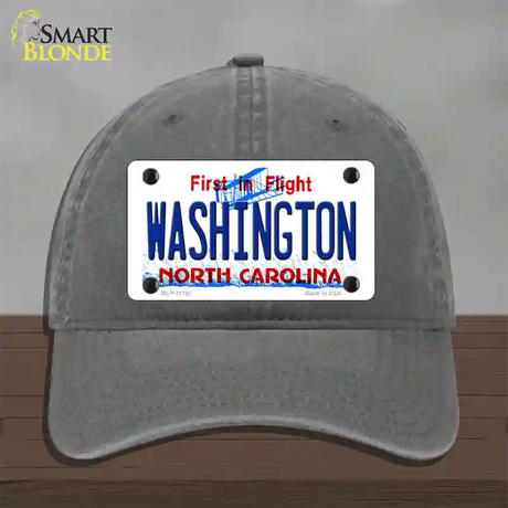 Washington North Carolina State Novelty License Plate Hat Unconstructed Cotton / Charcoal