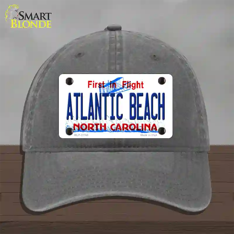 Atlantic Beach North Carolina State Novelty License Plate Hat Unconstructed Cotton / Charcoal