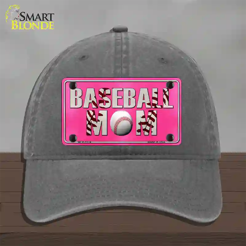 Baseball Mom Novelty License Plate Hat Unconstructed Cotton / Charcoal