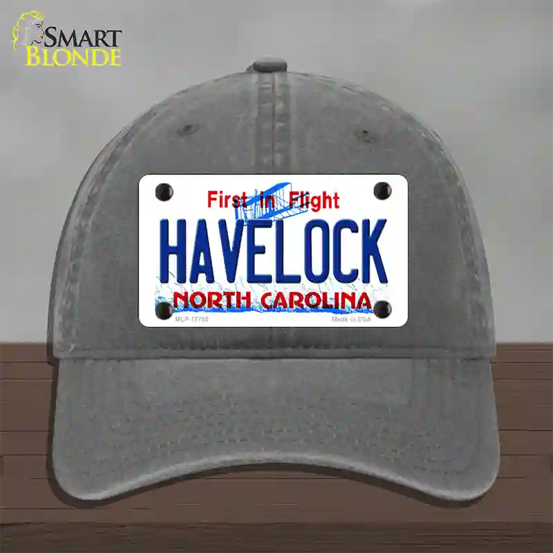 Havelock North Carolina State Novelty License Plate Hat Unconstructed Cotton / Charcoal