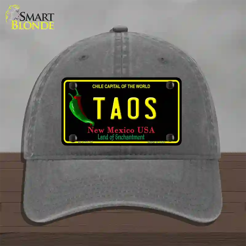 Taos New Mexico Black State Novelty License Plate Hat Unconstructed Cotton / Charcoal