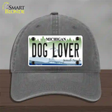 Michigan Dog Lover Novelty License Plate Hat Unconstructed Cotton / Charcoal