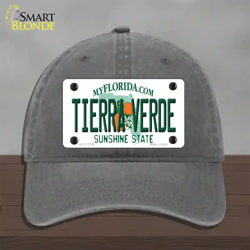 Tierra Verde Florida Novelty License Plate Hat Unconstructed Cotton / Charcoal