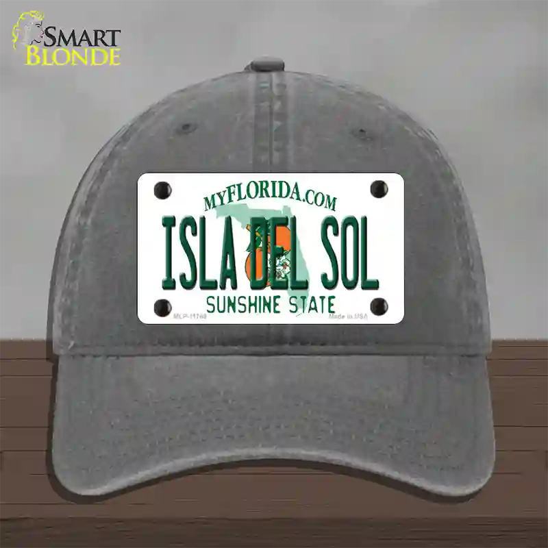 Isla Del Sol Florida Novelty License Plate Hat Unconstructed Cotton / Charcoal