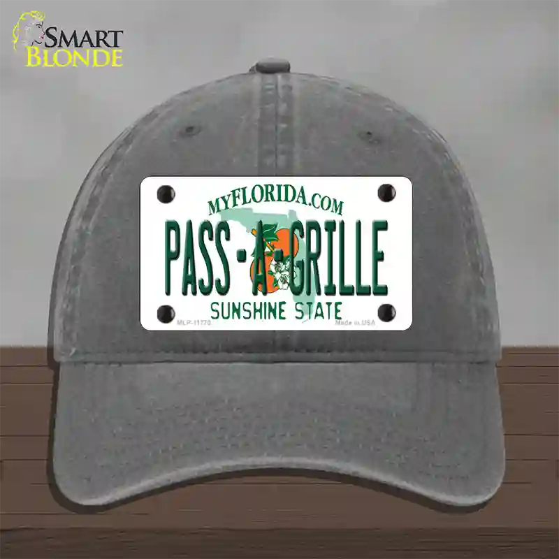 Pass A Grille Florida Novelty License Plate Hat Unconstructed Cotton / Charcoal