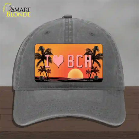 I Love Beach Novelty License Plate Hat Unconstructed Cotton / Charcoal