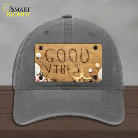 Good Vibes in the Sand Novelty License Plate Hat Unconstructed Cotton / Charcoal