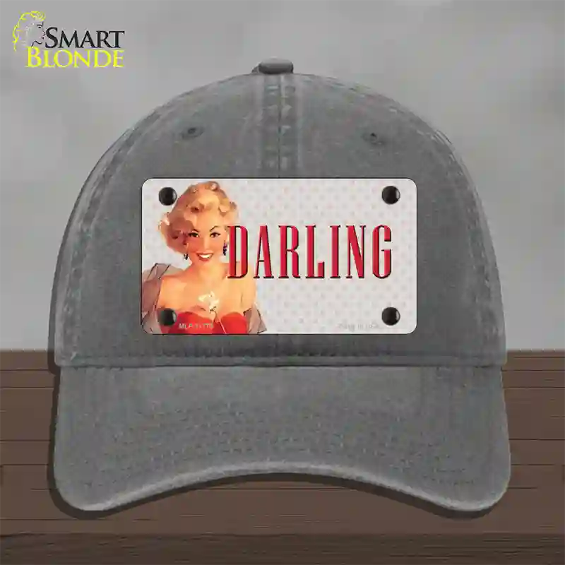 Darling Vintage Pinup Novelty License Plate Hat Unconstructed Cotton / Charcoal