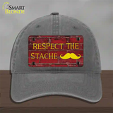 Respect the Stache Novelty License Plate Hat Unconstructed Cotton / Charcoal