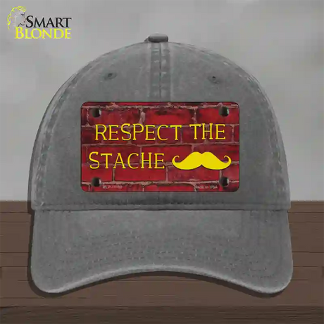 Respect the Stache Novelty License Plate Hat Unconstructed Cotton / Charcoal