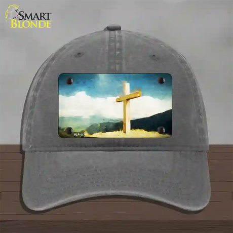 Lone Cross in the Sky Novelty License Plate Hat Unconstructed Cotton / Charcoal