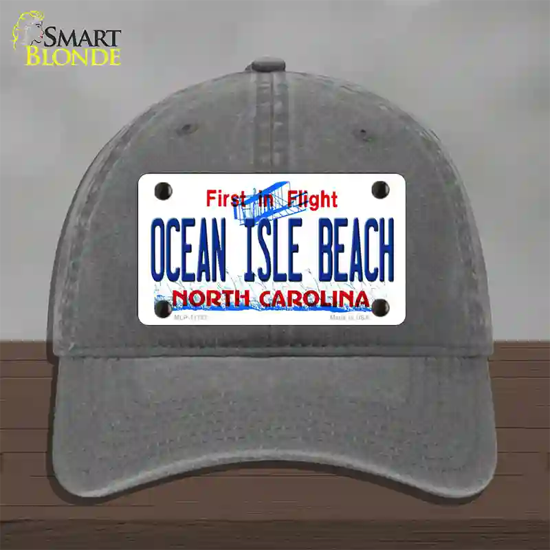 Ocean Isle Beach North Carolina Novelty License Plate Hat Unconstructed Cotton / Charcoal