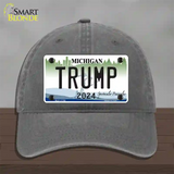 Trump 2024 Michigan Background Novelty License Plate Hat Unconstructed Cotton / Charcoal