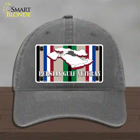 Persian Gulf Veteran Novelty License Plate Hat Unconstructed Cotton / Charcoal