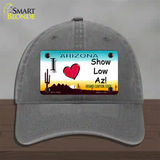 I Love Show Low AZ Novelty License Plate Hat Unconstructed Cotton / Charcoal