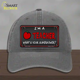 I Am A Teacher Novelty License Plate Hat Unconstructed Cotton / Charcoal