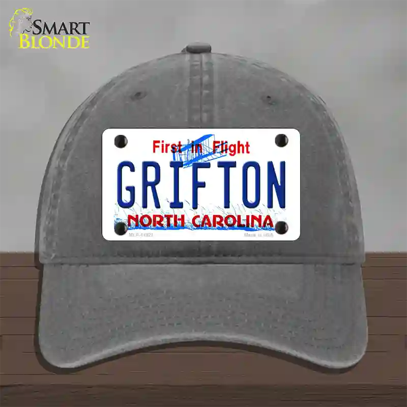 Grifton North Carolina Novelty License Plate Hat Unconstructed Cotton / Charcoal