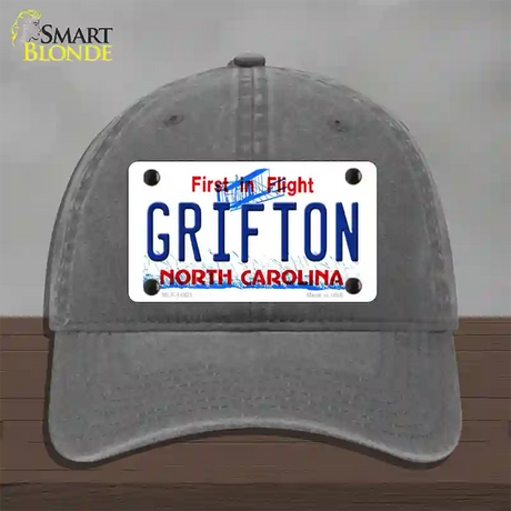 Grifton North Carolina Novelty License Plate Hat Unconstructed Cotton / Charcoal