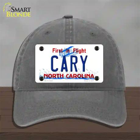 Cary North Carolina Novelty License Plate Hat Unconstructed Cotton / Charcoal