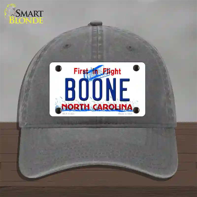 Boone North Carolina Novelty License Plate Hat Unconstructed Cotton / Charcoal