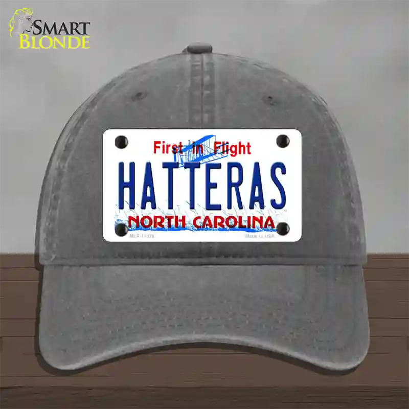 Hatteras North Carolina Novelty License Plate Hat Unconstructed Cotton / Charcoal