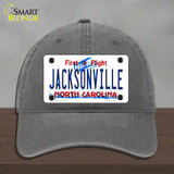 Jacksonville North Carolina Novelty License Plate Hat Unconstructed Cotton / Charcoal