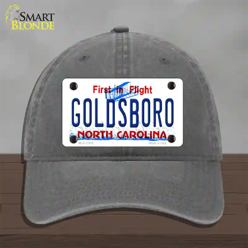 Goldsboro North Carolina Novelty License Plate Hat Unconstructed Cotton / Charcoal