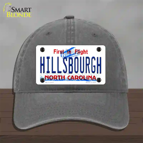 Hillsbourgh North Carolina Novelty License Plate Hat Unconstructed Cotton / Charcoal