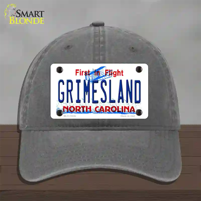 Grimesland North Carolina Novelty License Plate Hat Unconstructed Cotton / Charcoal