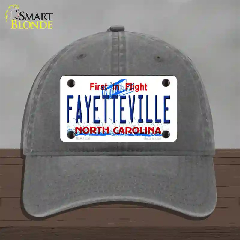 Fayetteville North Carolina Novelty License Plate Hat Unconstructed Cotton / Charcoal